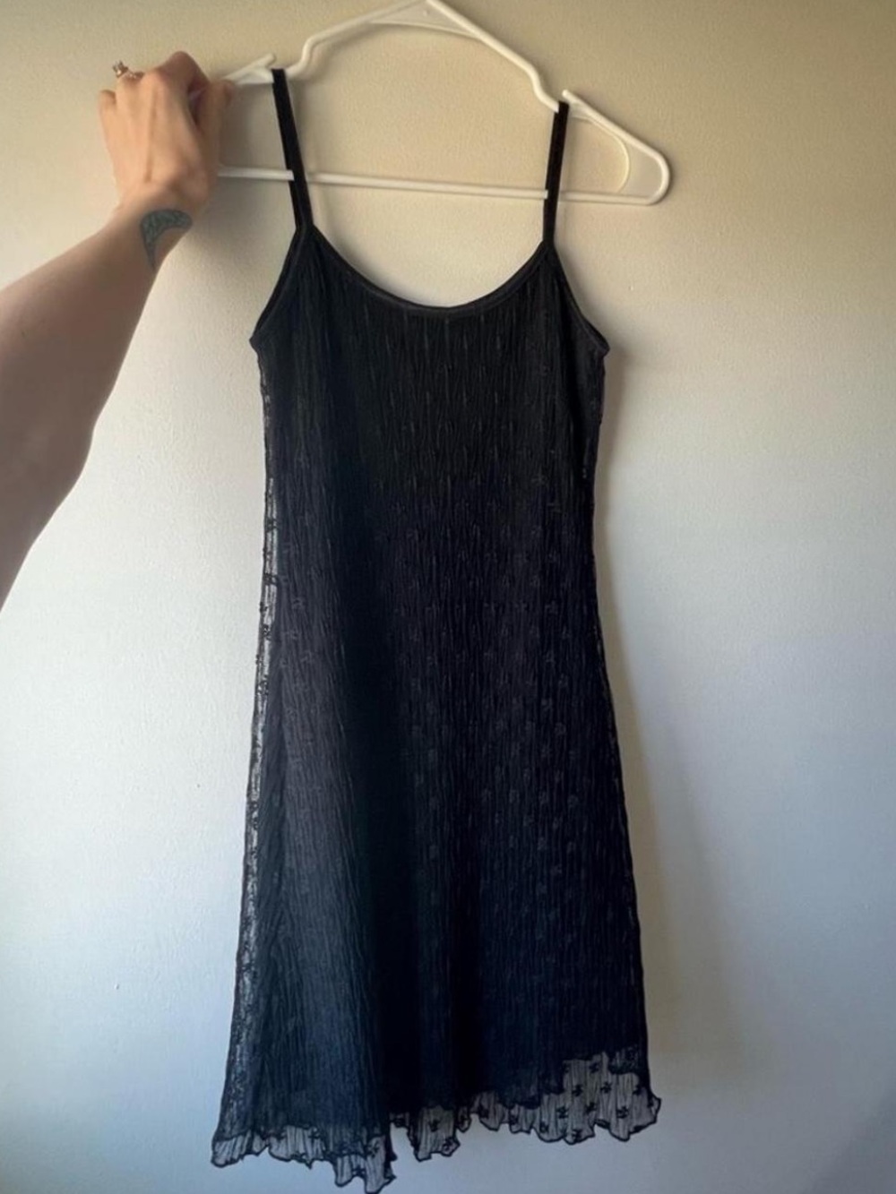 Vintage Black Lace Slip Dress Small